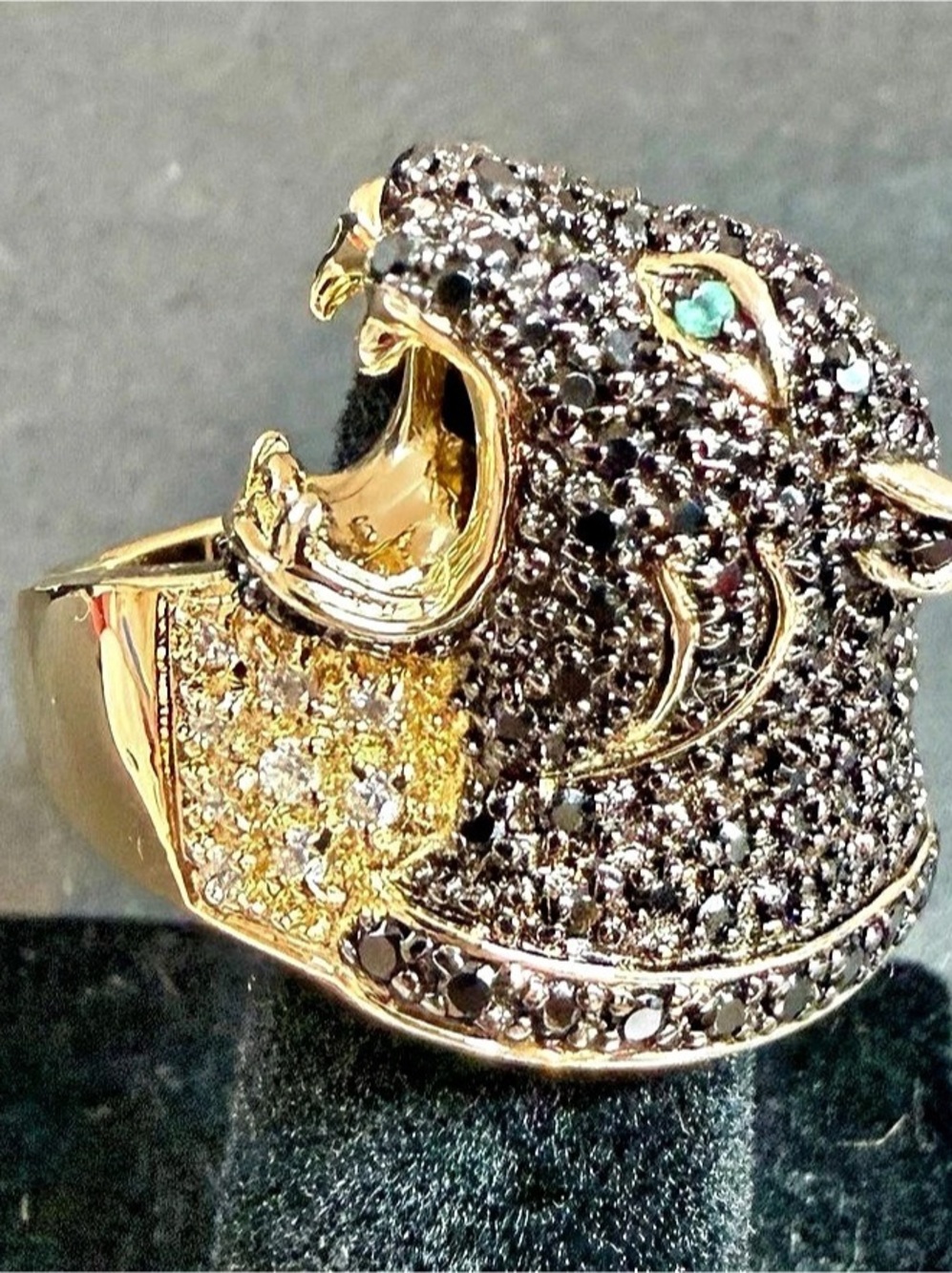 Panther Statement Ring in Black & Gold US 10 Like New